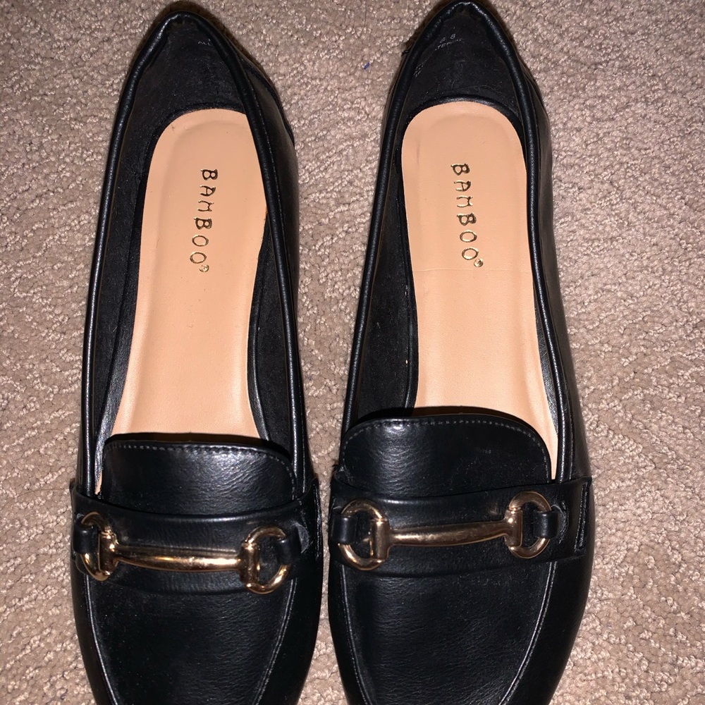 Black Loafers with gold embellishment